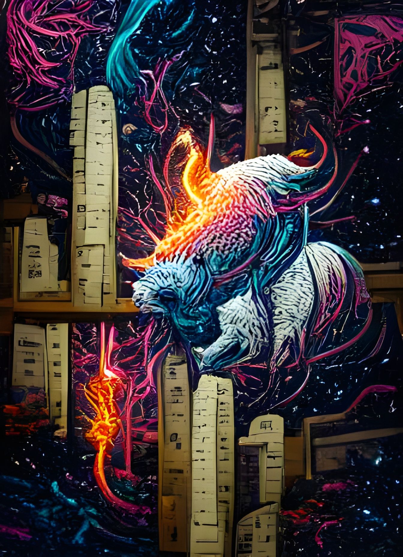 Unicorn in Cosmic Cataclysm, Digital Art