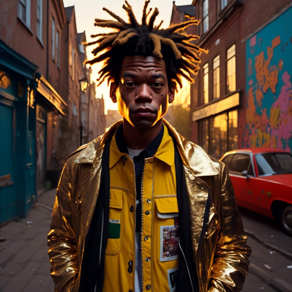 Basquiat-Inspired Portrait in Golden Hour Lighting
