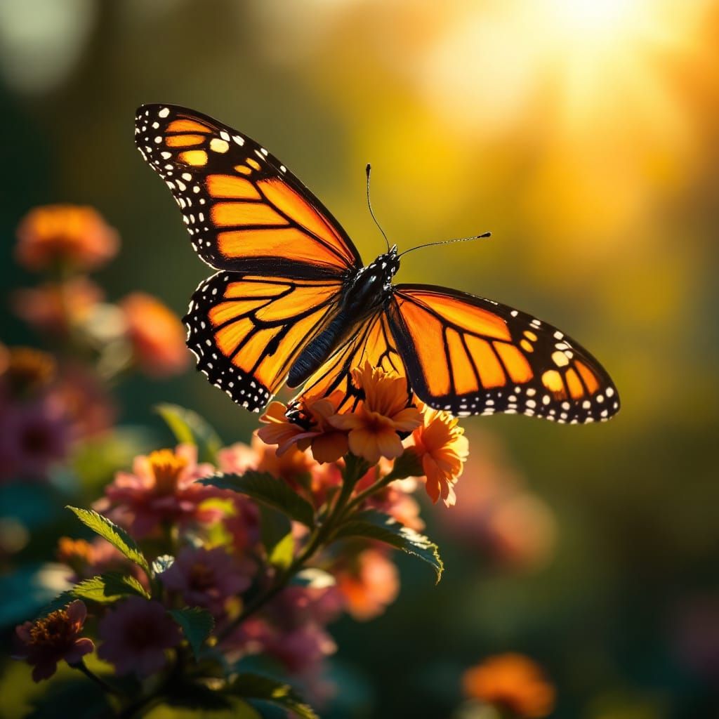 Monarch Butterfly in Morning Sunlight