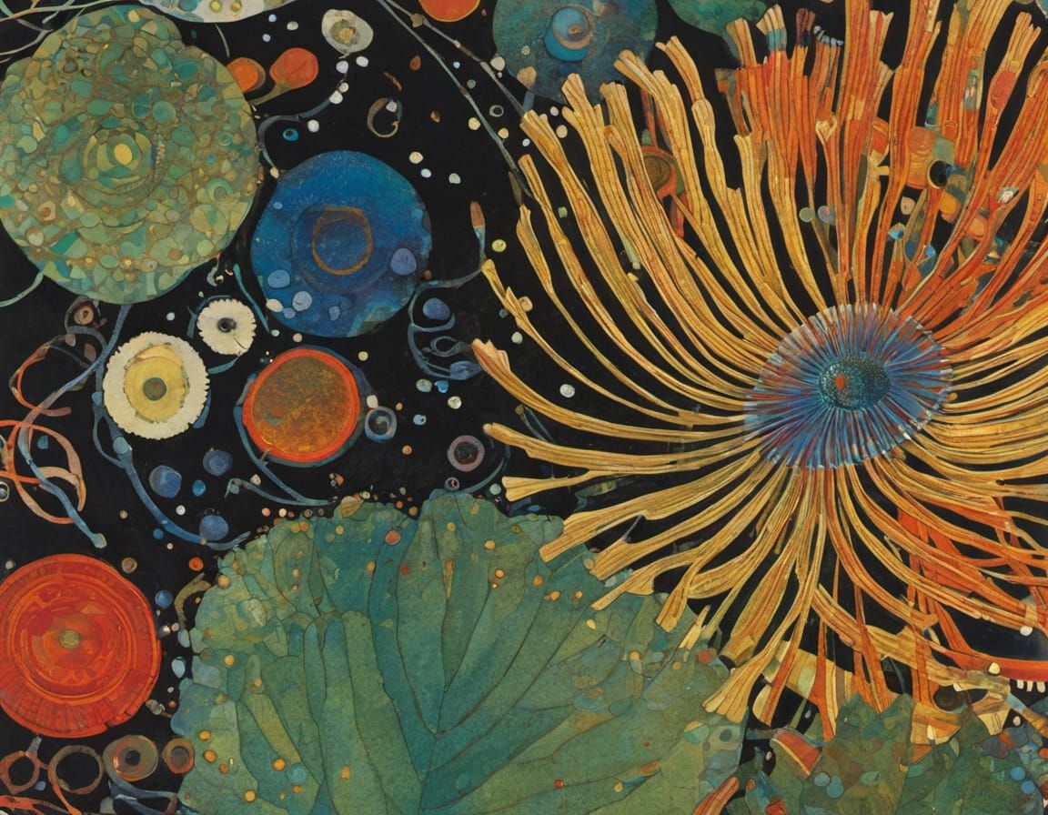 Abstract Wind Anemone Inspired by Klimt and Schiele