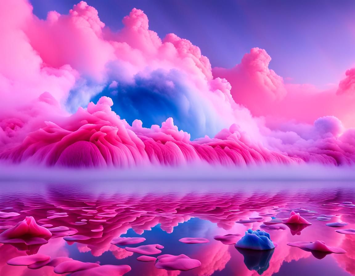 Surreal Lake of Vibrating, Colored Non-Newtonian Fluid