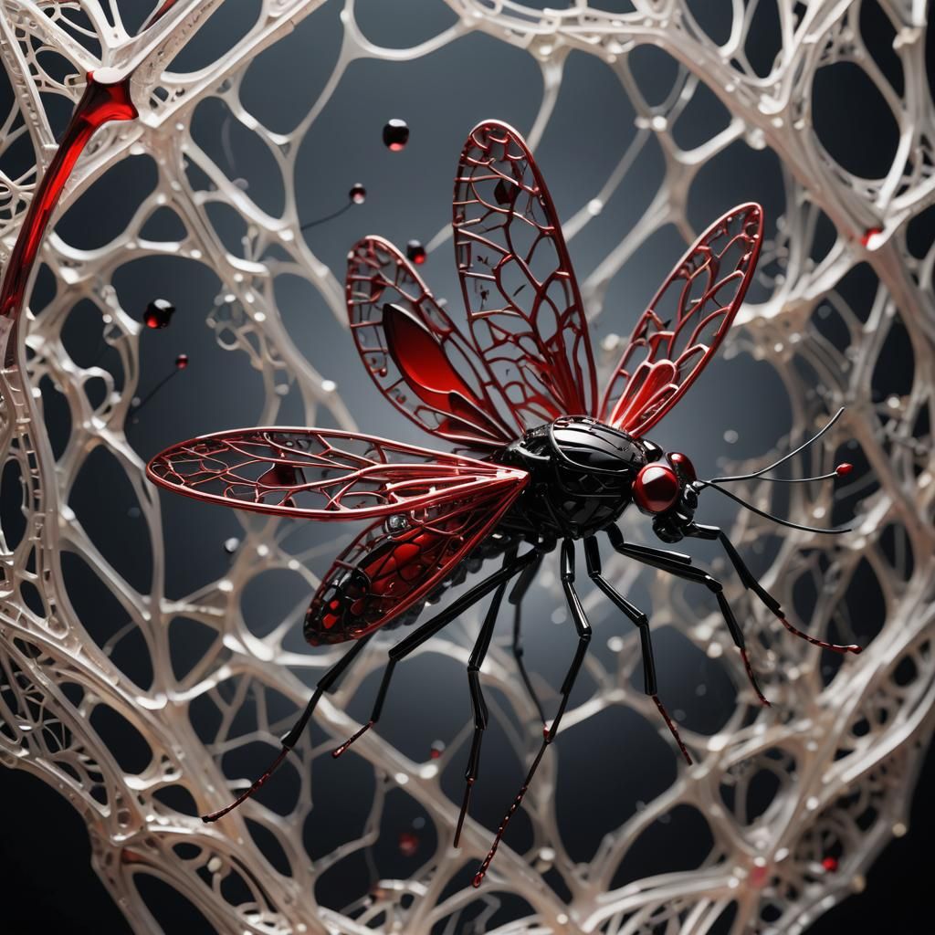 Crystal Glass Mosquito Sculpture in 3D