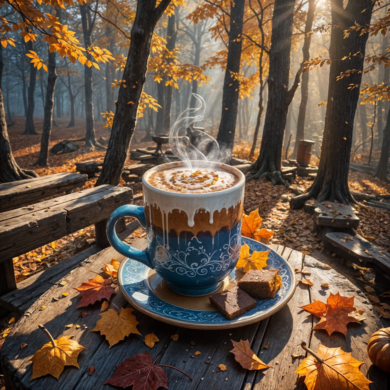Autumnal Still Life with Pumpkin Spice Cake