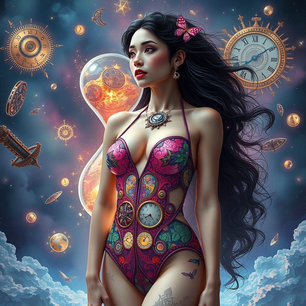 Hourglass Woman in Microkini: Futuristic Surrealism