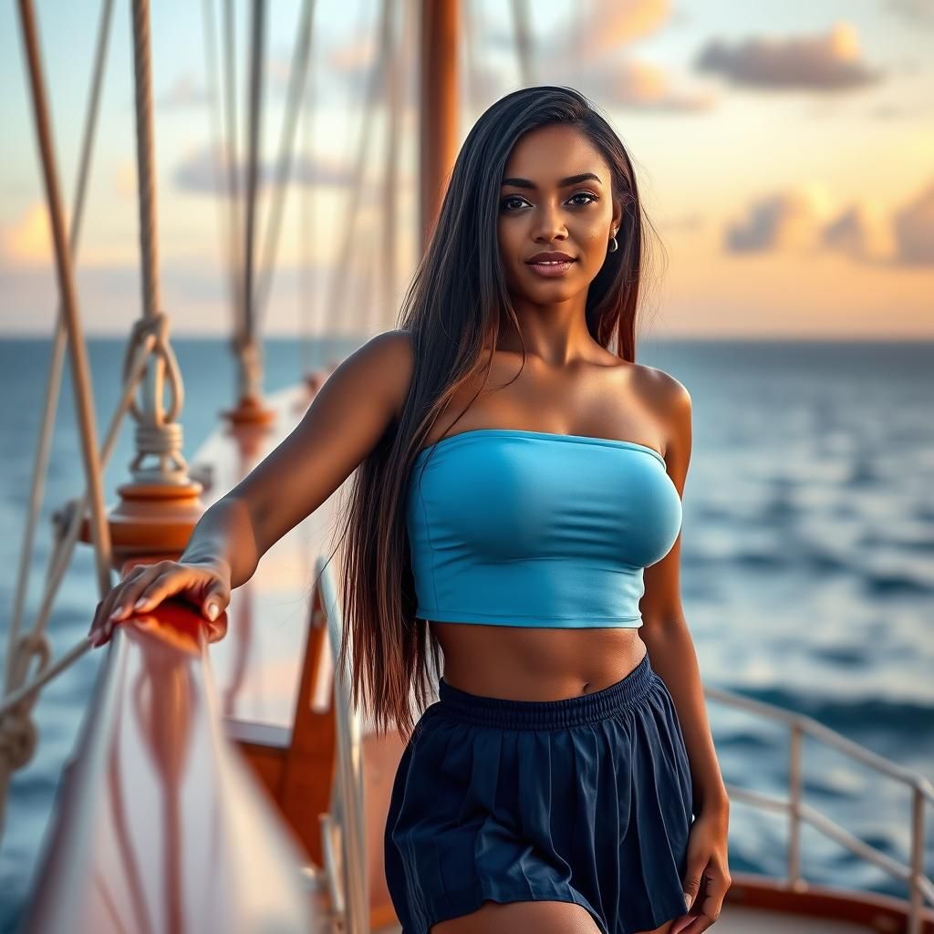 Young, very pretty Creole woman with long, straight hair, a ...