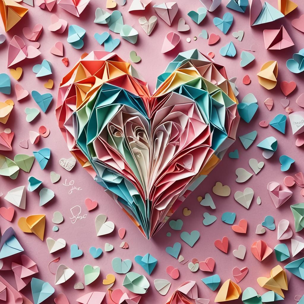 Beautiful Origami Valentine's Card with Heart and Message