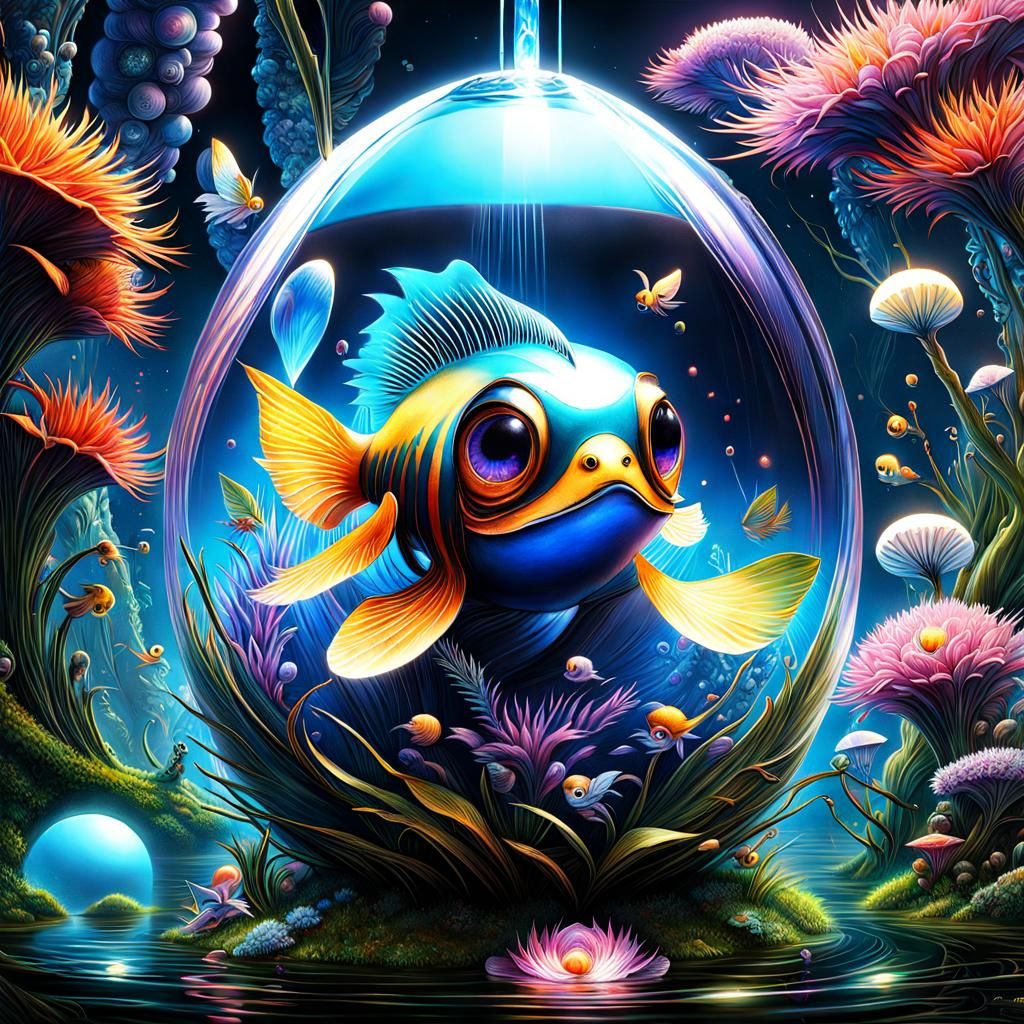 Bizarre Water Creature: Digital Art Menagerie