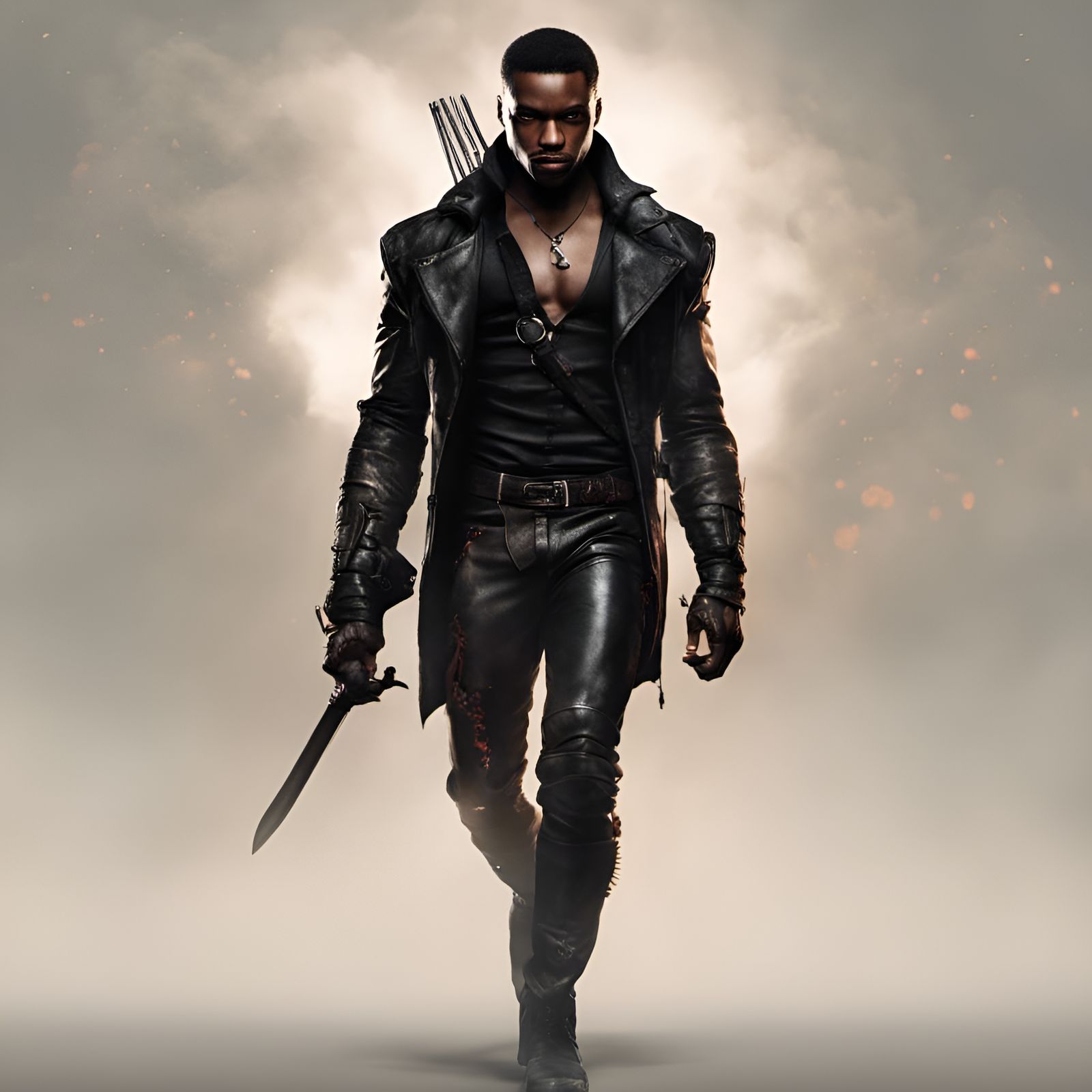 Muscular Vampire Hunter in Detailed Matte Painting