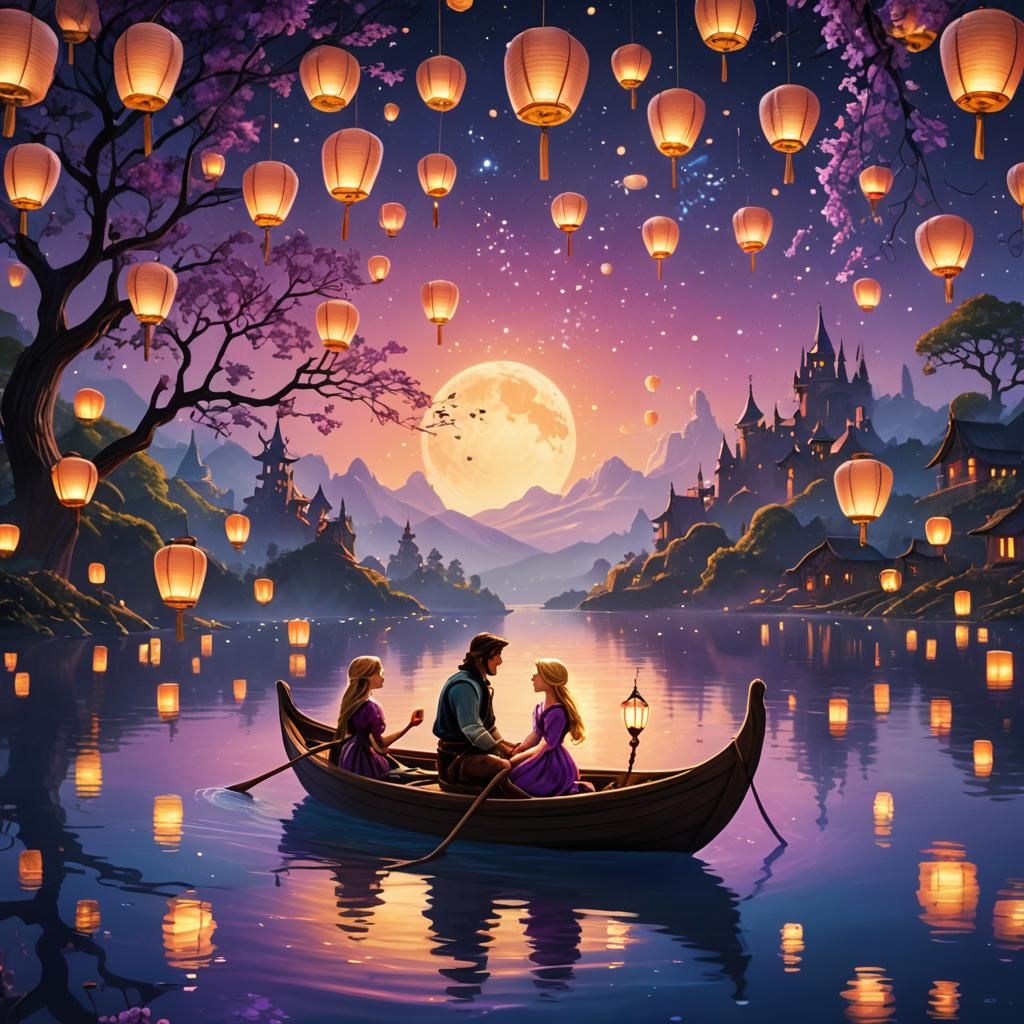 Rapunzel and Flynn: Lanterns on a Starry Lake