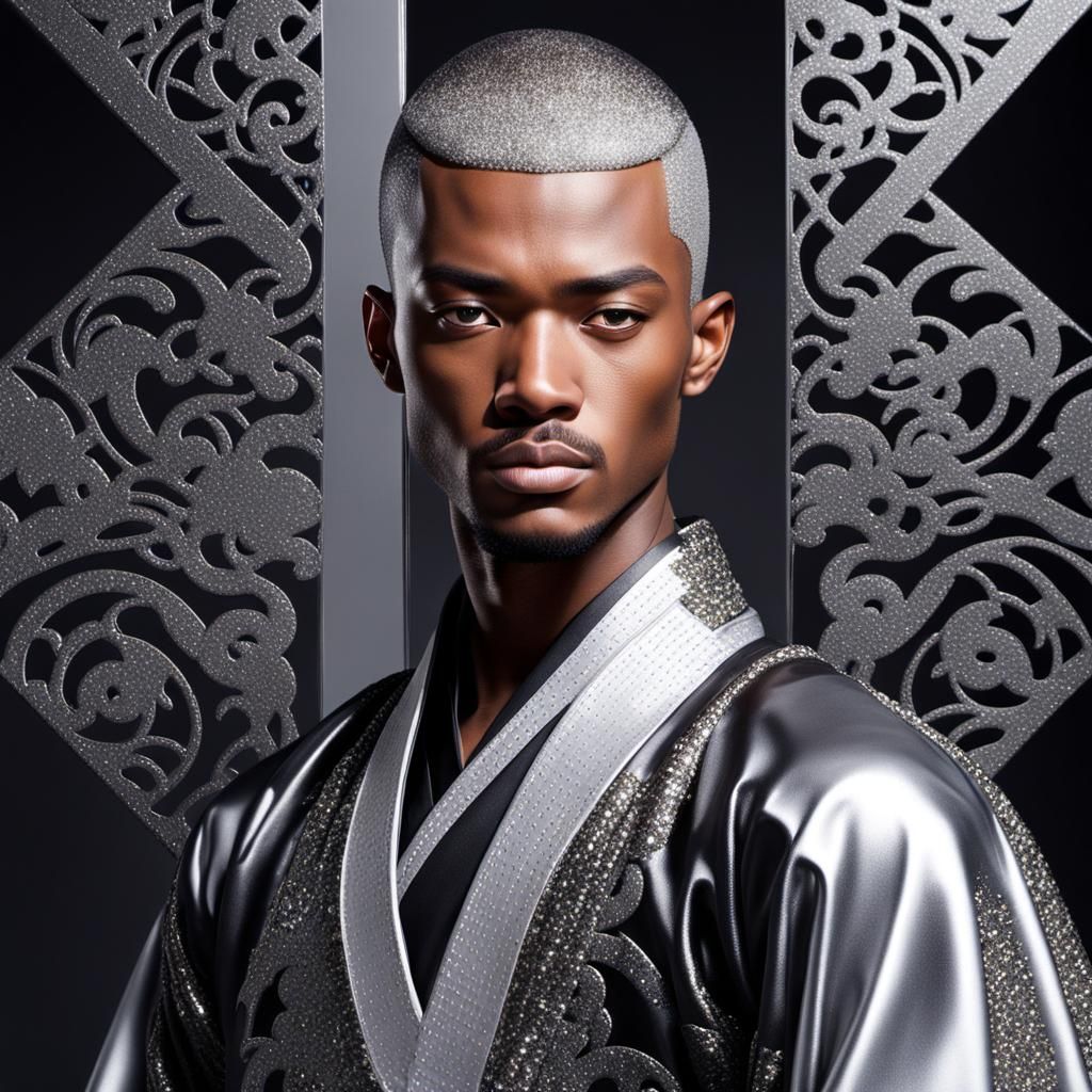 Glittering Kimono: Avant-Garde Portrait in Anime Style