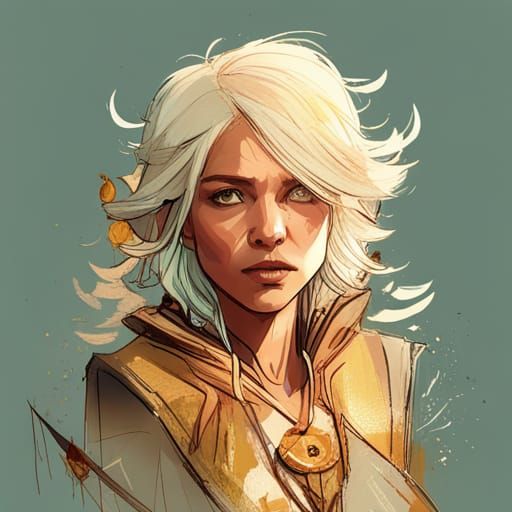 Detailed Digital Painting of Ciri with Golden Aura