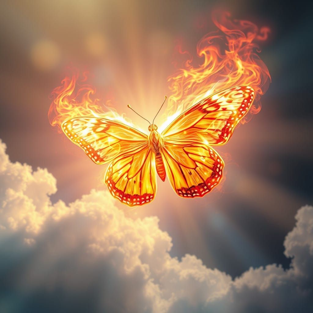 Ethereal Butterfly in Radiant Flames