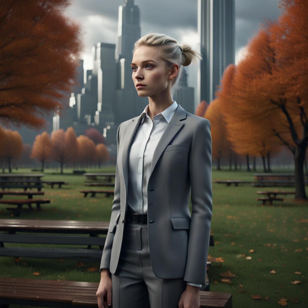 Teenage Girl in Business Suit Matte Painting