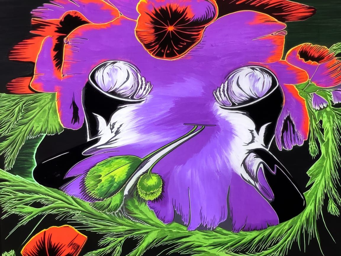 Soldier's Helmet Crafted from Psychedelic Poppies