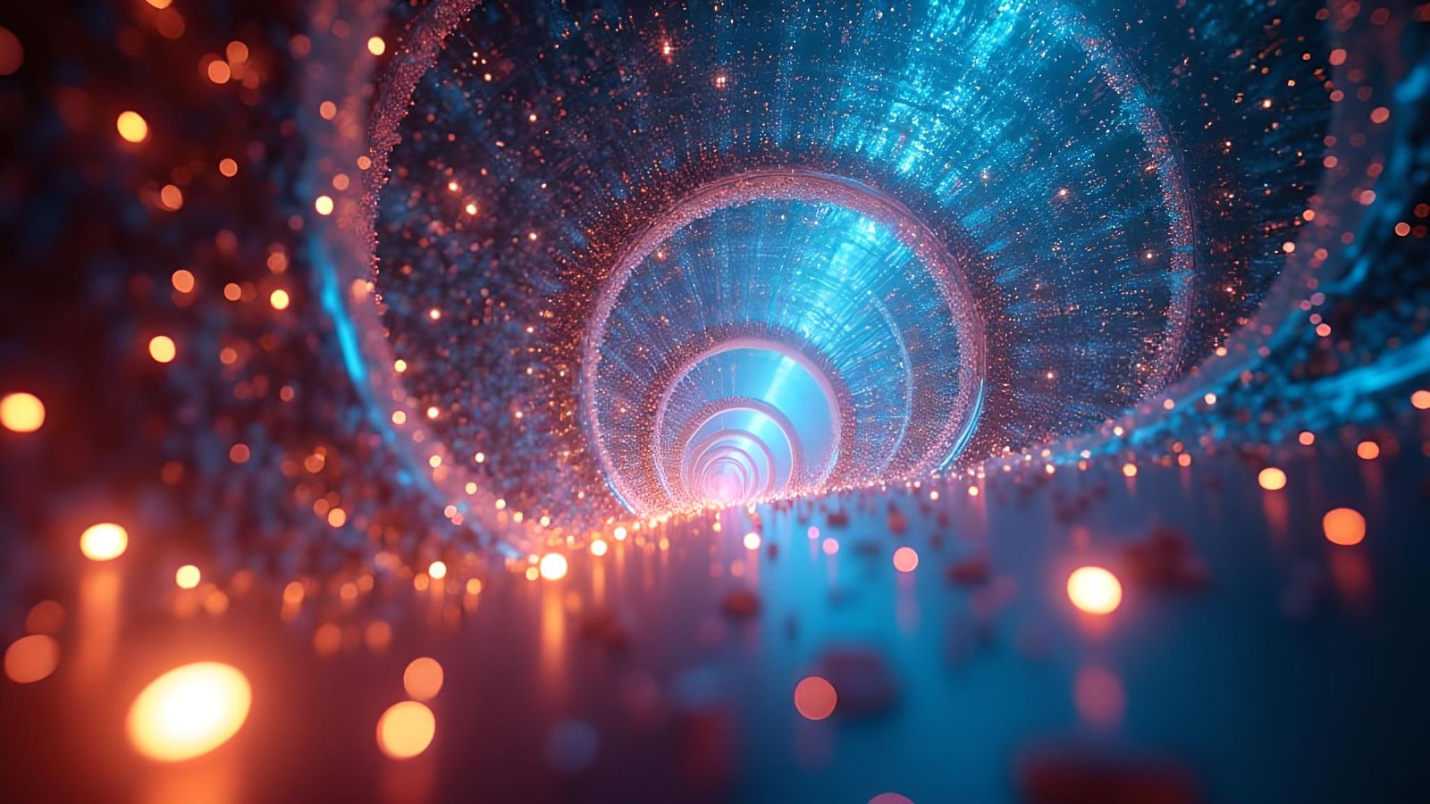 Futuristic Abstract Rube Goldberg Machine in Psychedelic Sty...