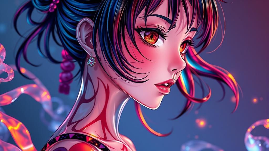 Anime Girl Glass Sculpture in Shonen Style