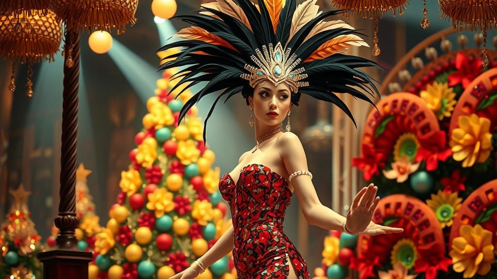 Dazzling Cabaret Dancer in Klimt-Inspired Style