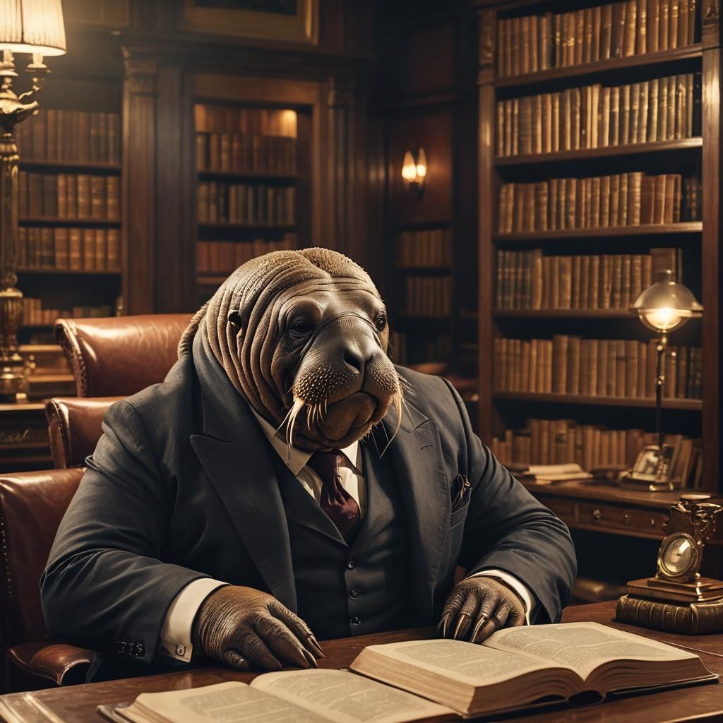 Walrus in Suave Disguise, Classical Portrait Style