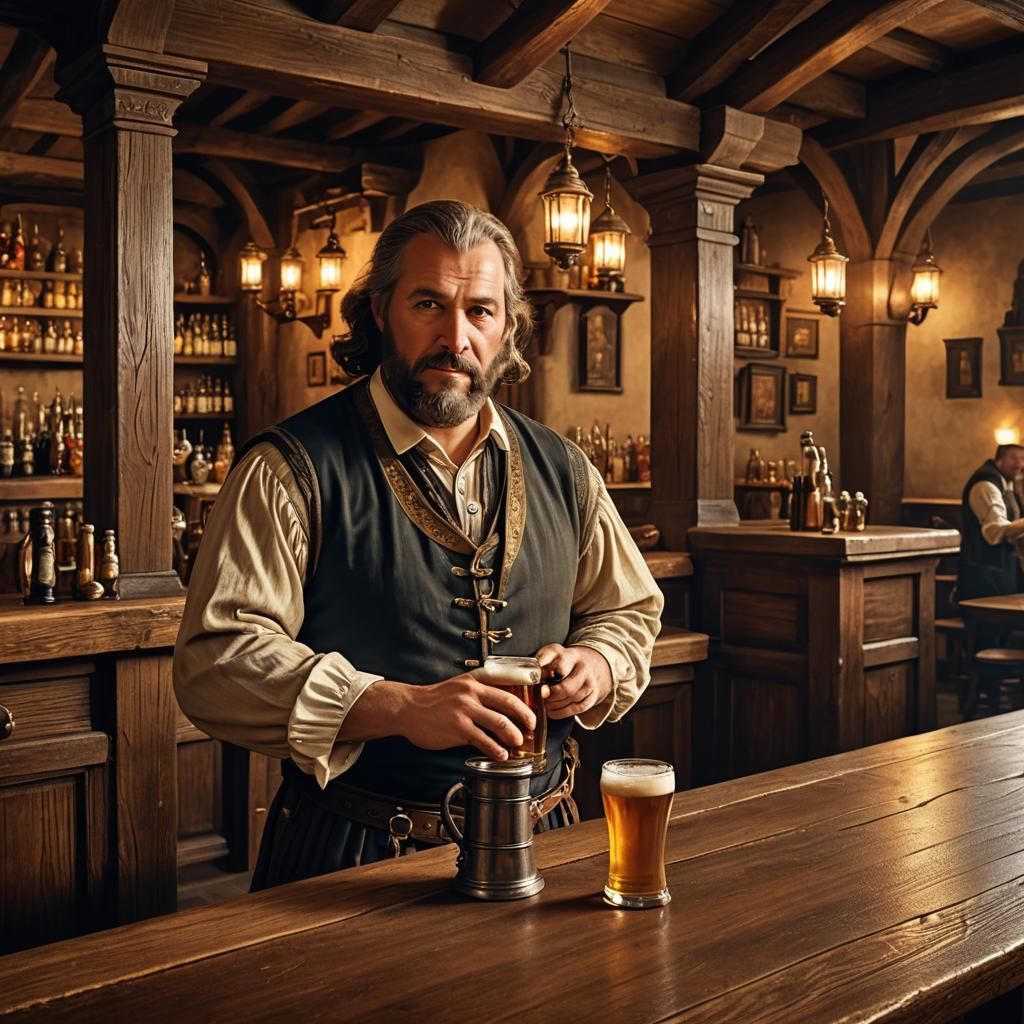 Medieval Tavern Scene: Photorealistic Digital Art in Earthy ...