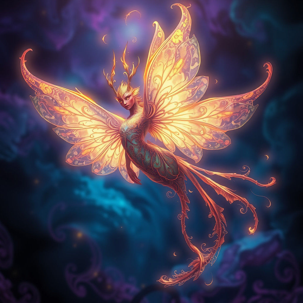 Ethereal Being with Luminescent Wings in Fantasy Art