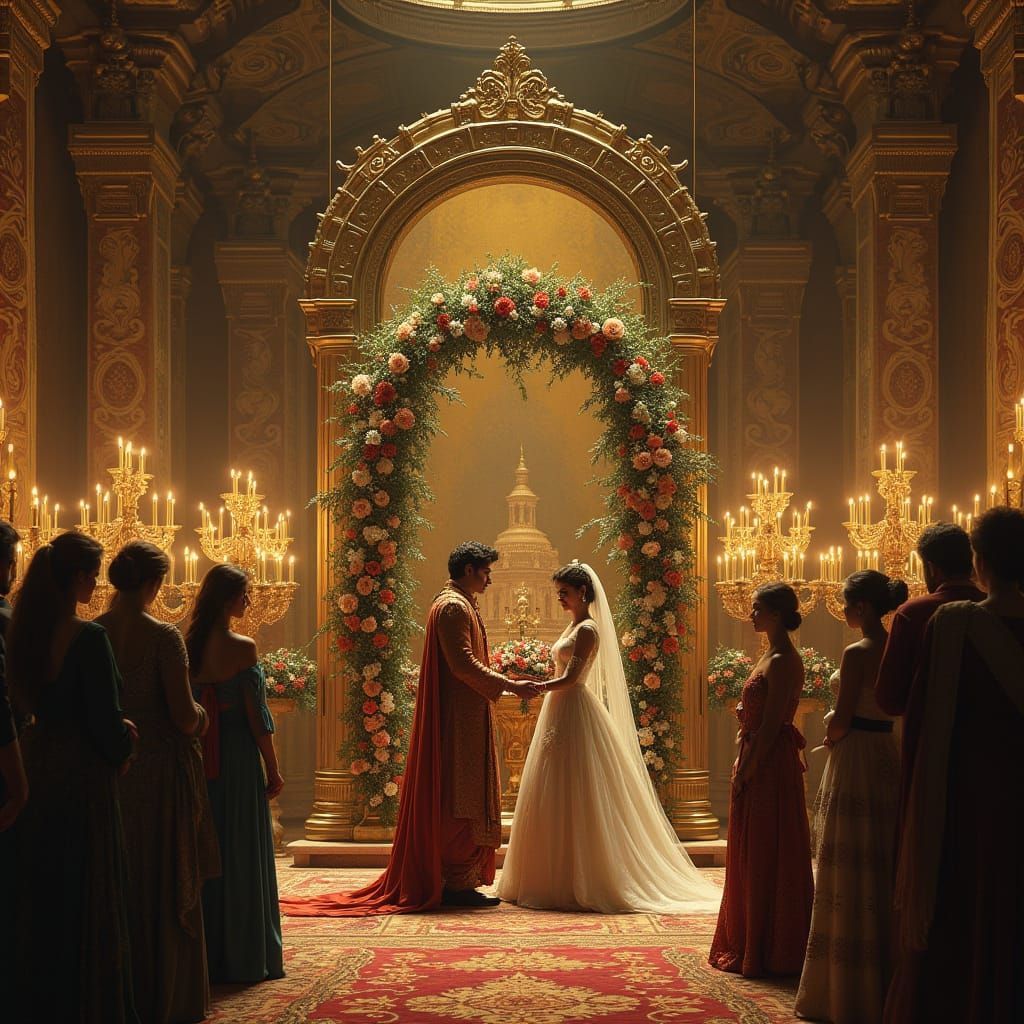 Regal Wedding Ceremony in a Grand Hall