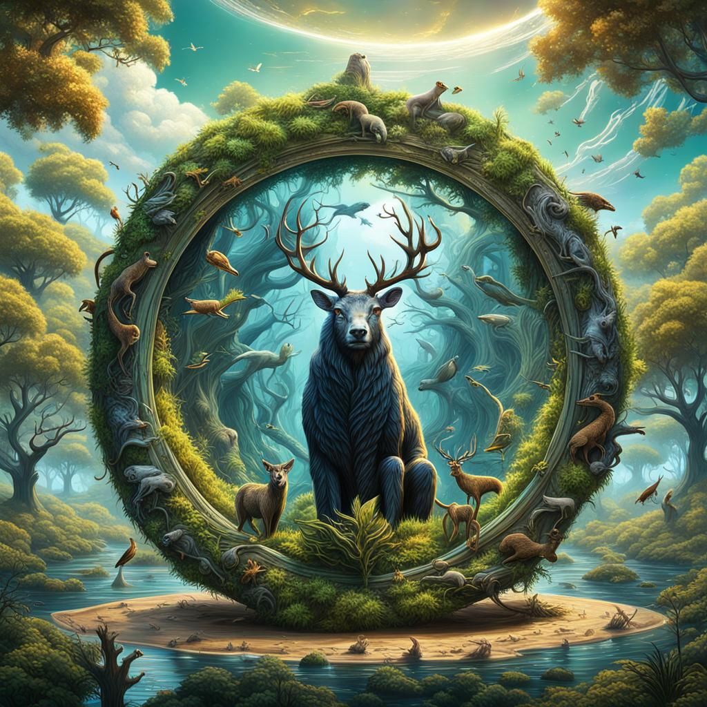 Surrealistic Circle of Life in Digital 3D