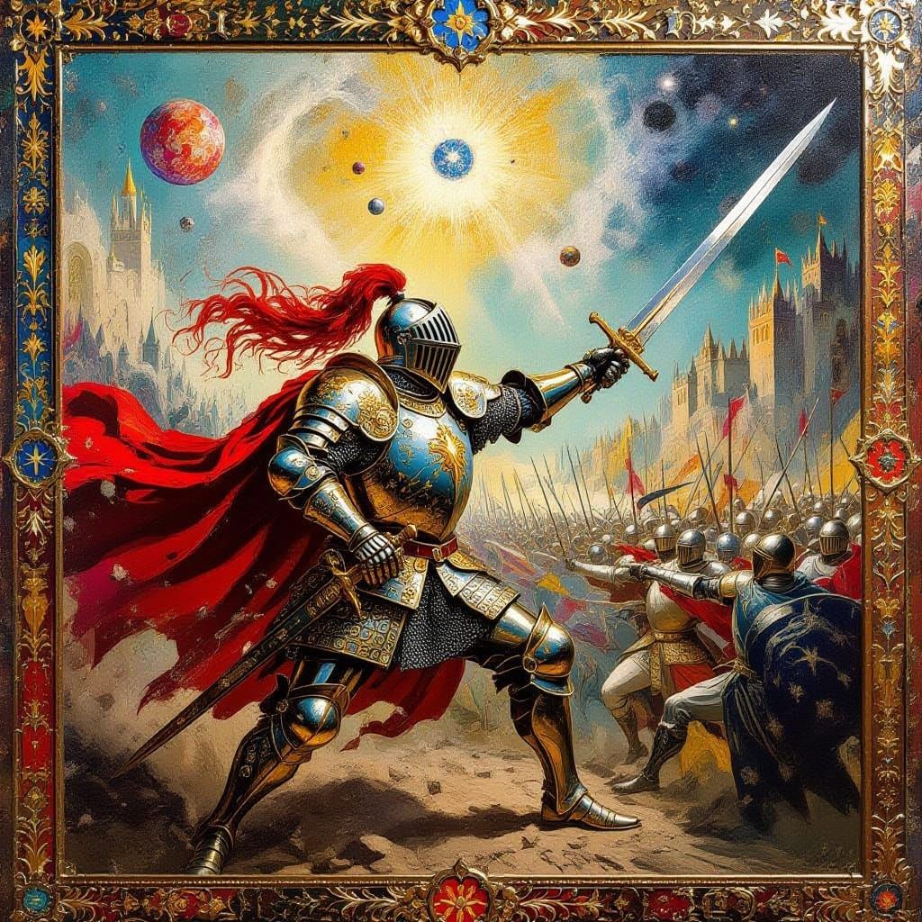 A Royal knight in surreal paint.. and Illuminated manuscript...