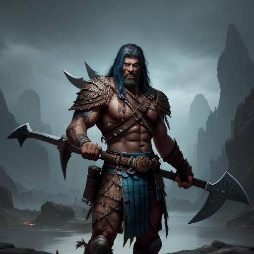Barbarian Warrior with Axe: Fantasy Concept Art