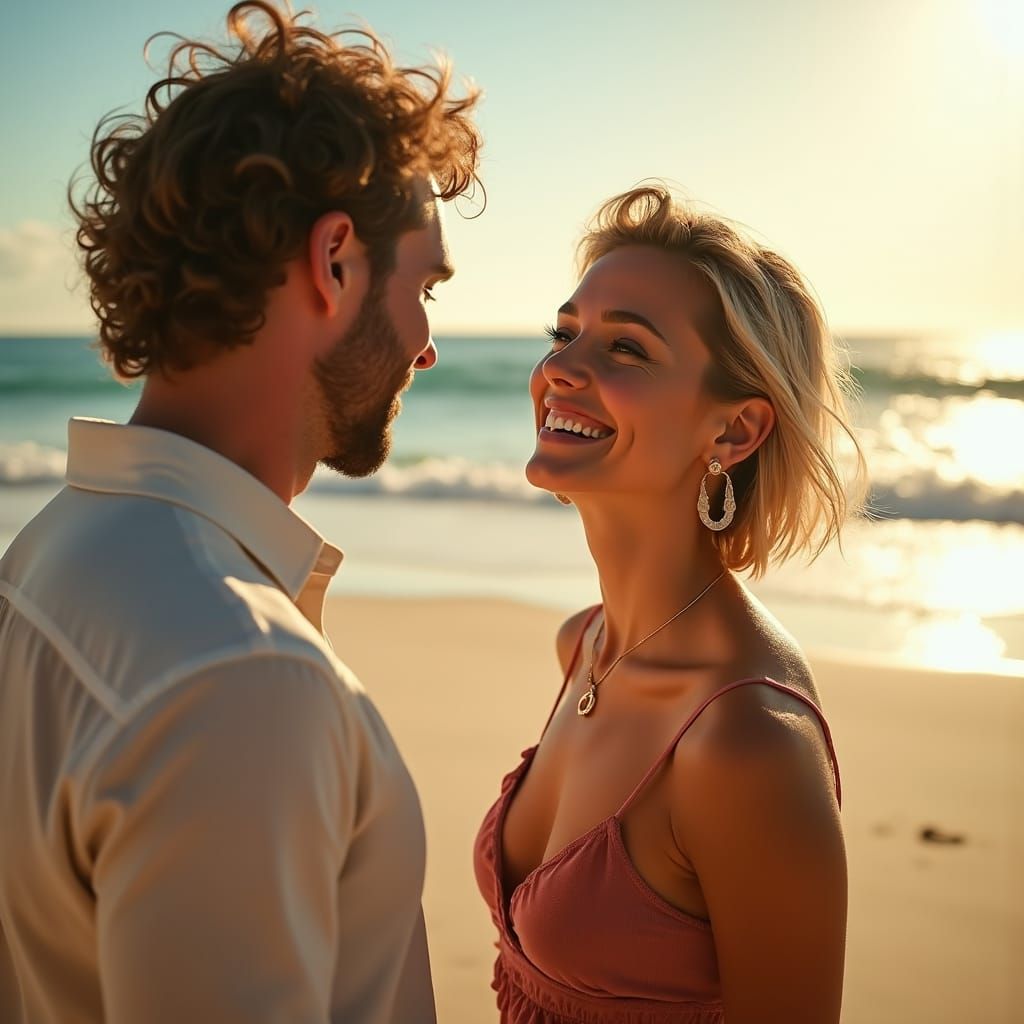 Seductive Woman on Beach in Cinematic Style