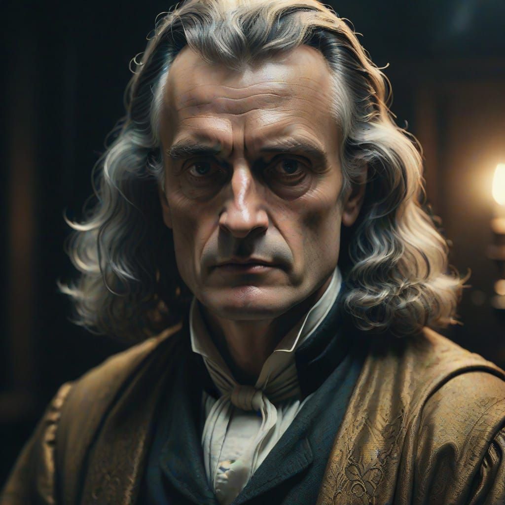 Dignified Sir Isaac Newton in 1702 Portrait