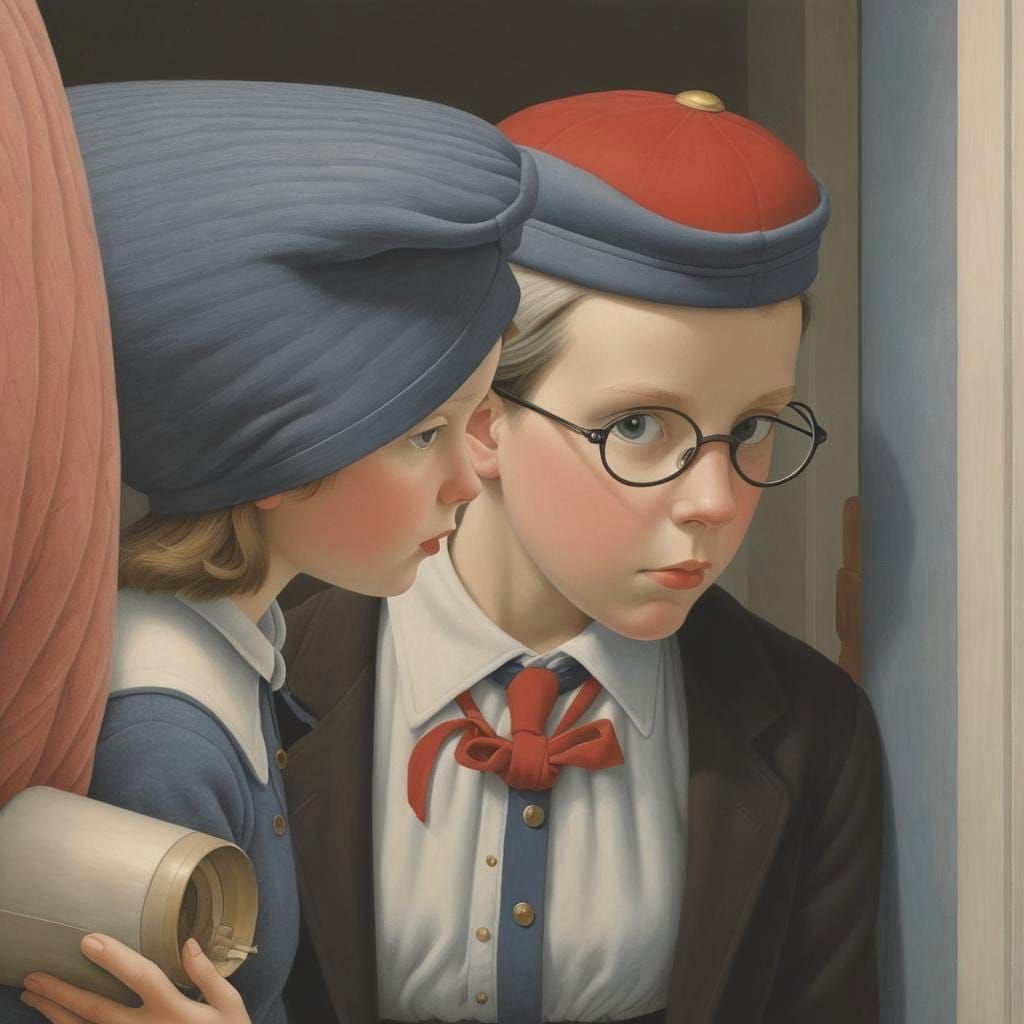 Surreal Monochromatic Scene in Chris Van Allsburg Style