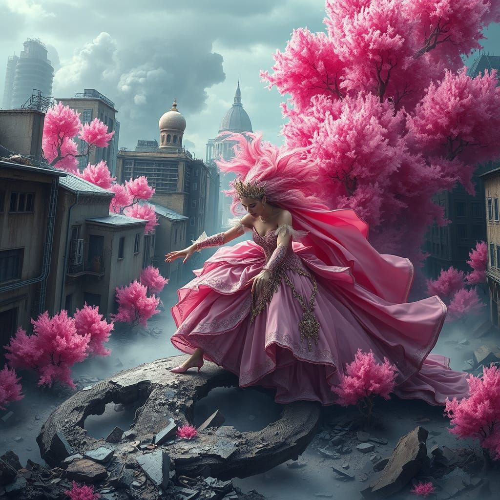 Regal Pink Princess Unleashes Vortex of Life and Destruction