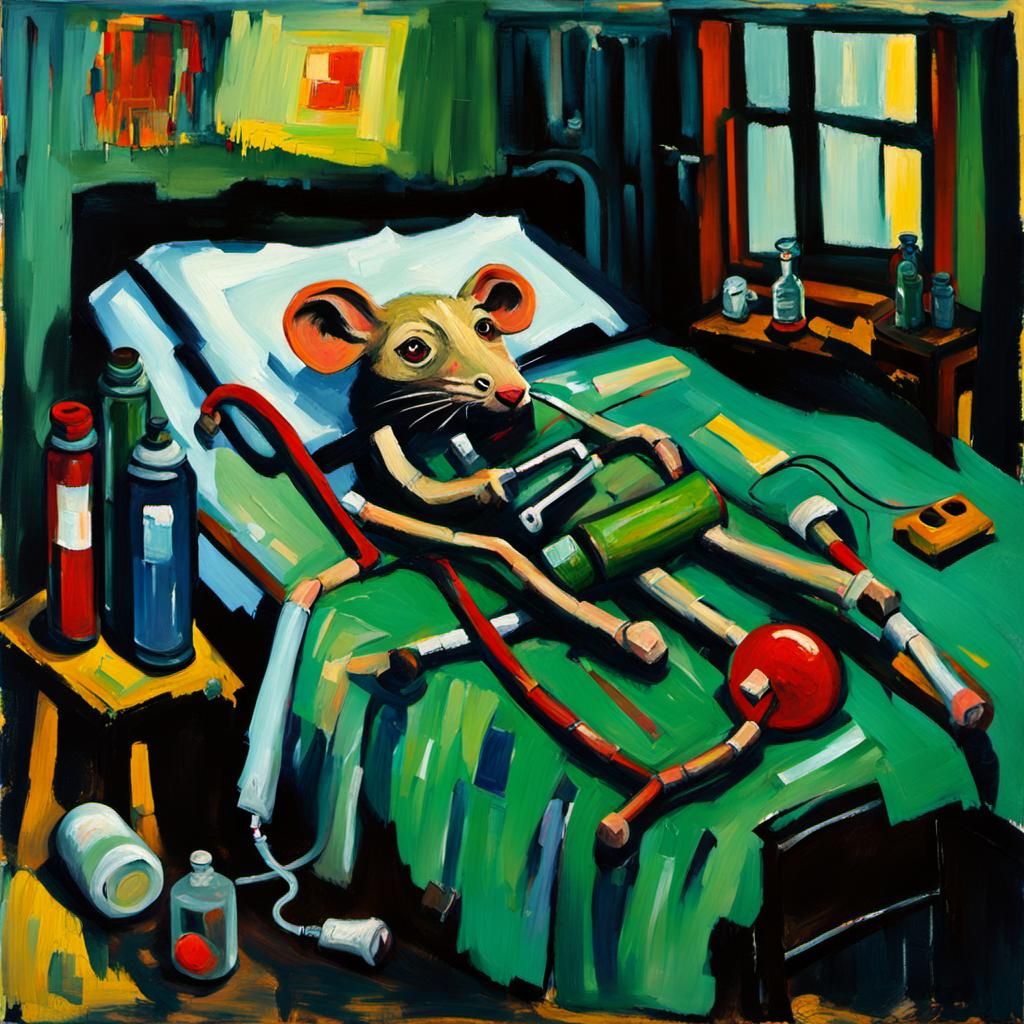 Distorted Mouse in Expressionist Oil Painting