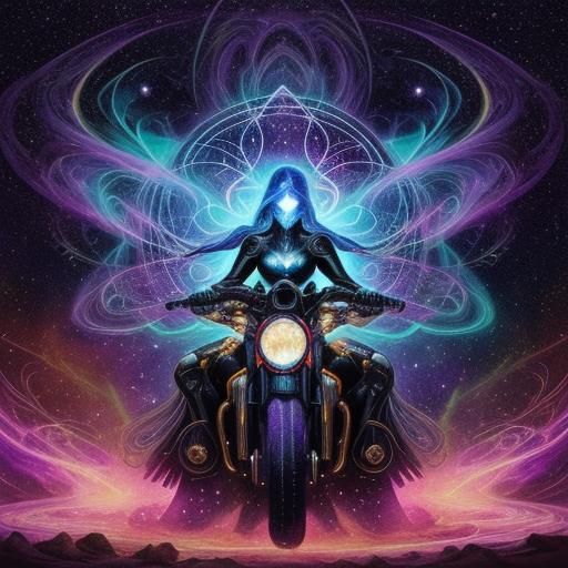 Ethereal Ghost Rider on Spectral Motorcycle