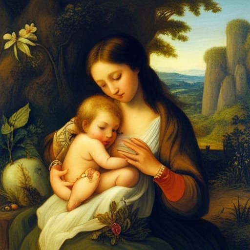 Mother and Fairy Baby Breastfeeding