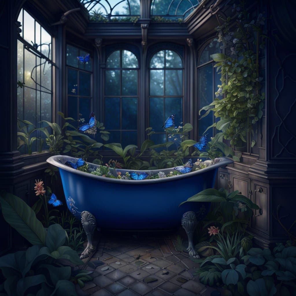 Abandoned Glass Veranda with Ancient Bathtub