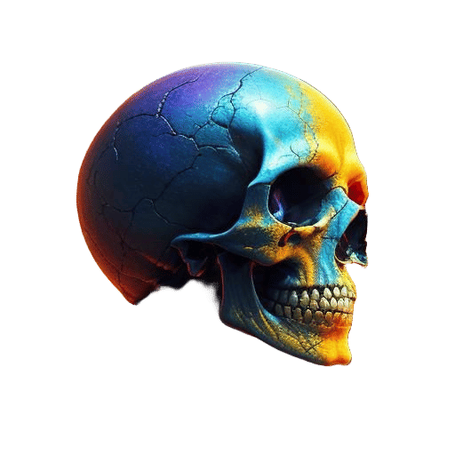 Colorful Human Skull with Splash Effect