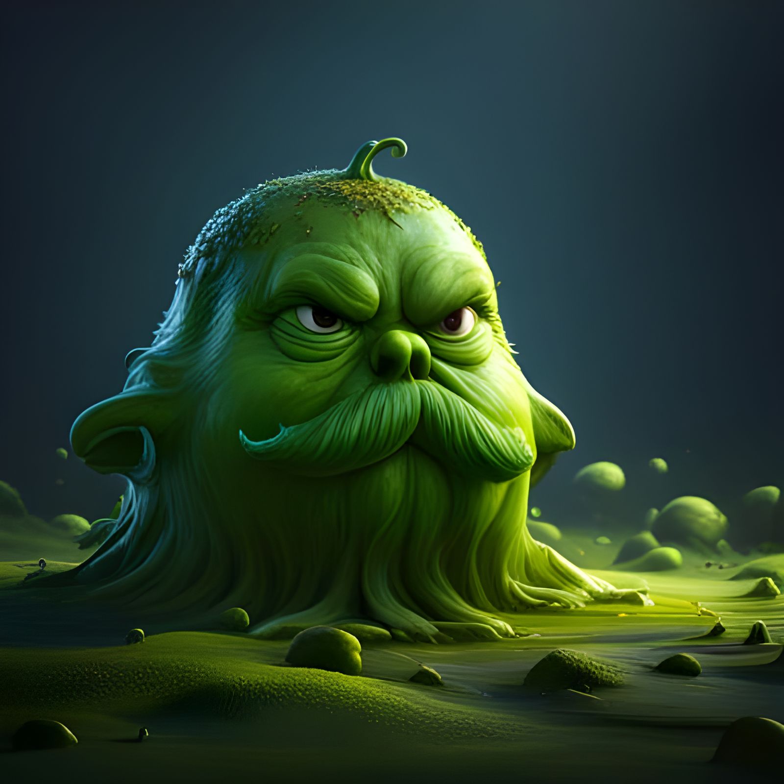 Mustached Gelatinous Cube Slime Monster in 3D