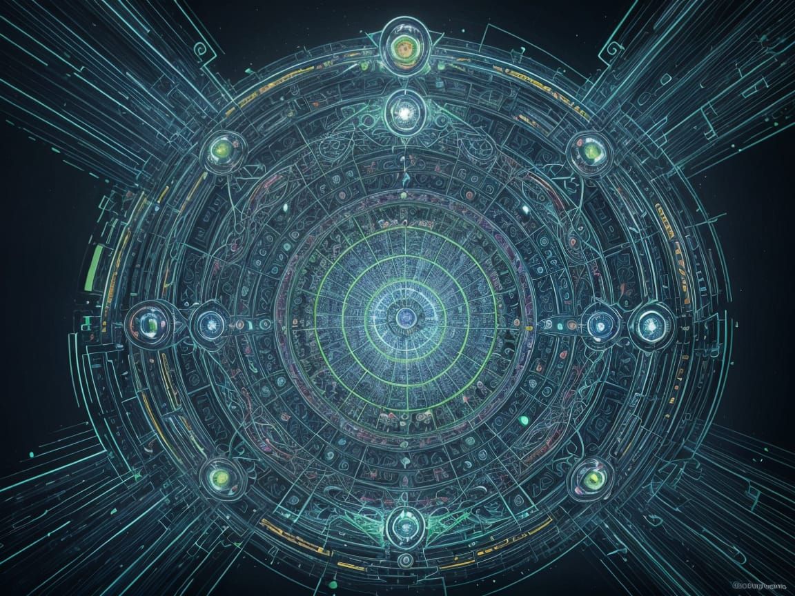 Interconnected Ideas Mosh Pit in Vibrant Digital Fantasy