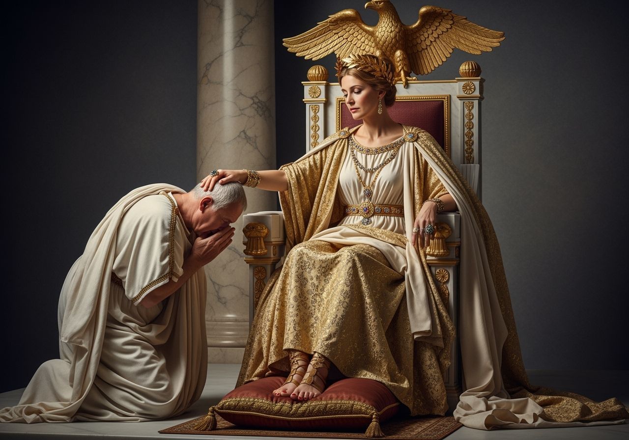 Empress Messalina on Gold Throne in Art Style