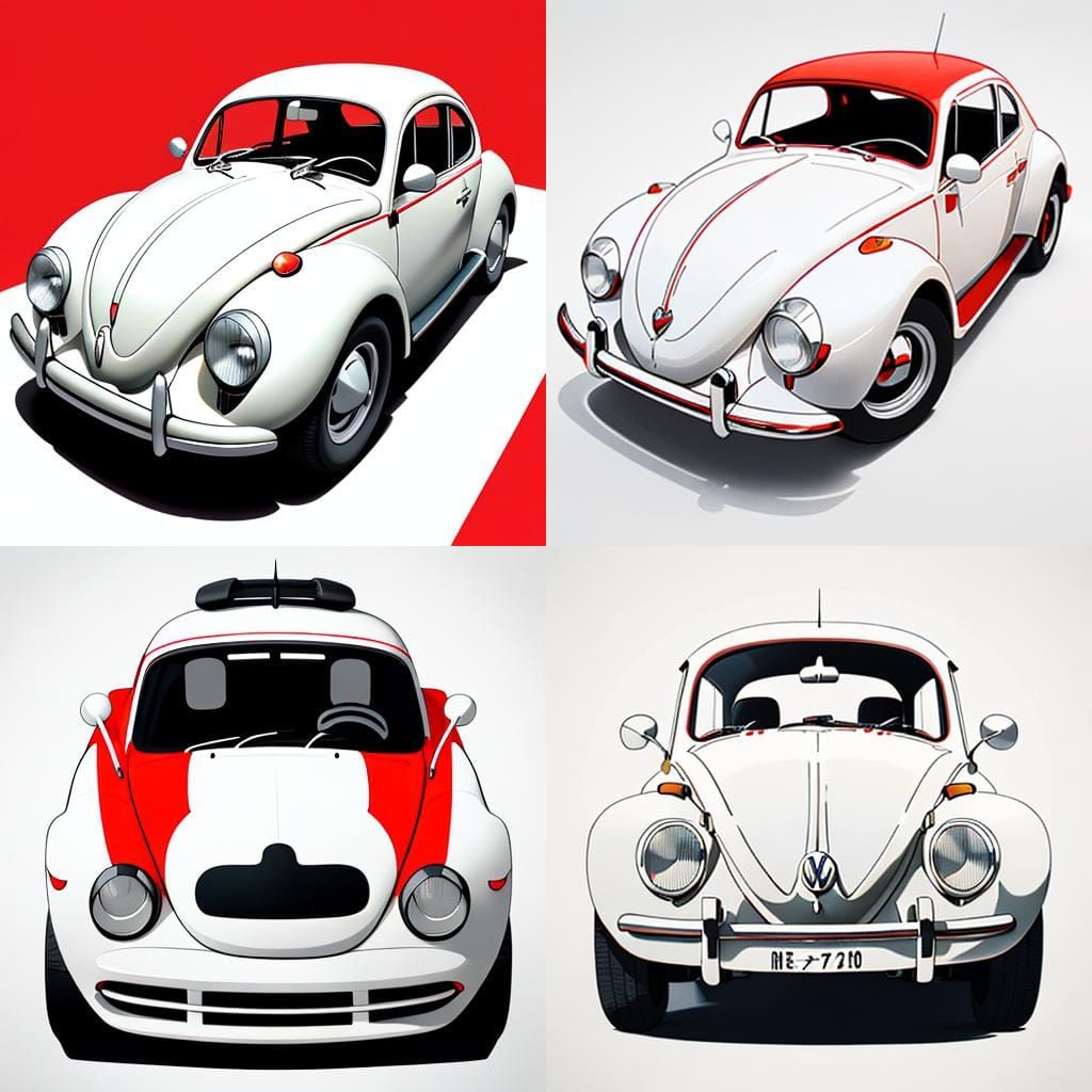 Minimalist Line Art: Vintage Beetle Sports Car