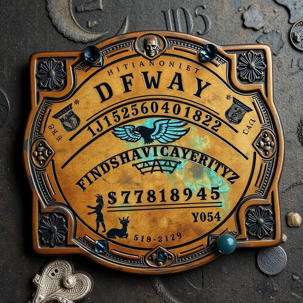 Deadly Ouija Board with Labradorite Hieroglyphics