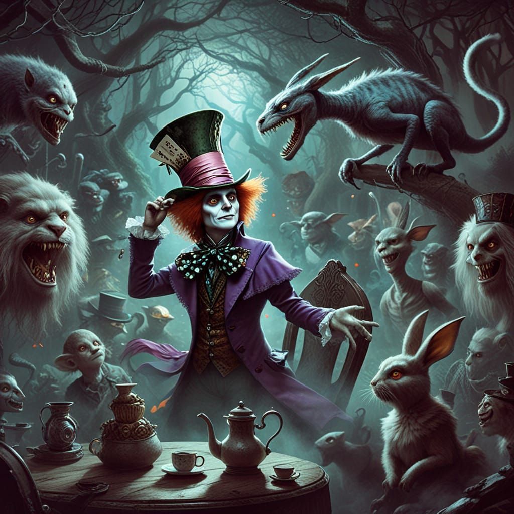 Whimsical Mad Hatter Figure in Top Hat and Coat