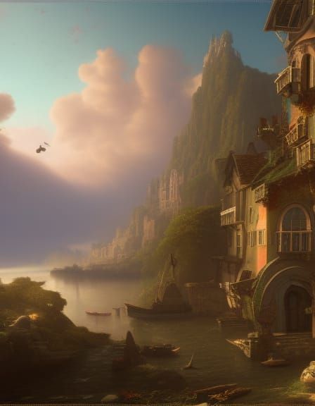 Fiat 500 with Christmas Tree, Detailed Matte Painting