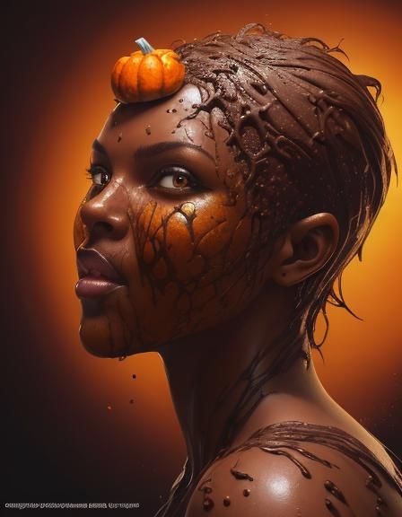 Hyperrealistic Chocolate Pumpkin Splash Art