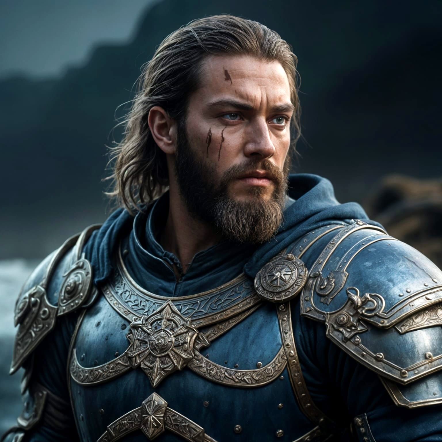 Viking God Knight by the Sea in Warhammer 40k Style