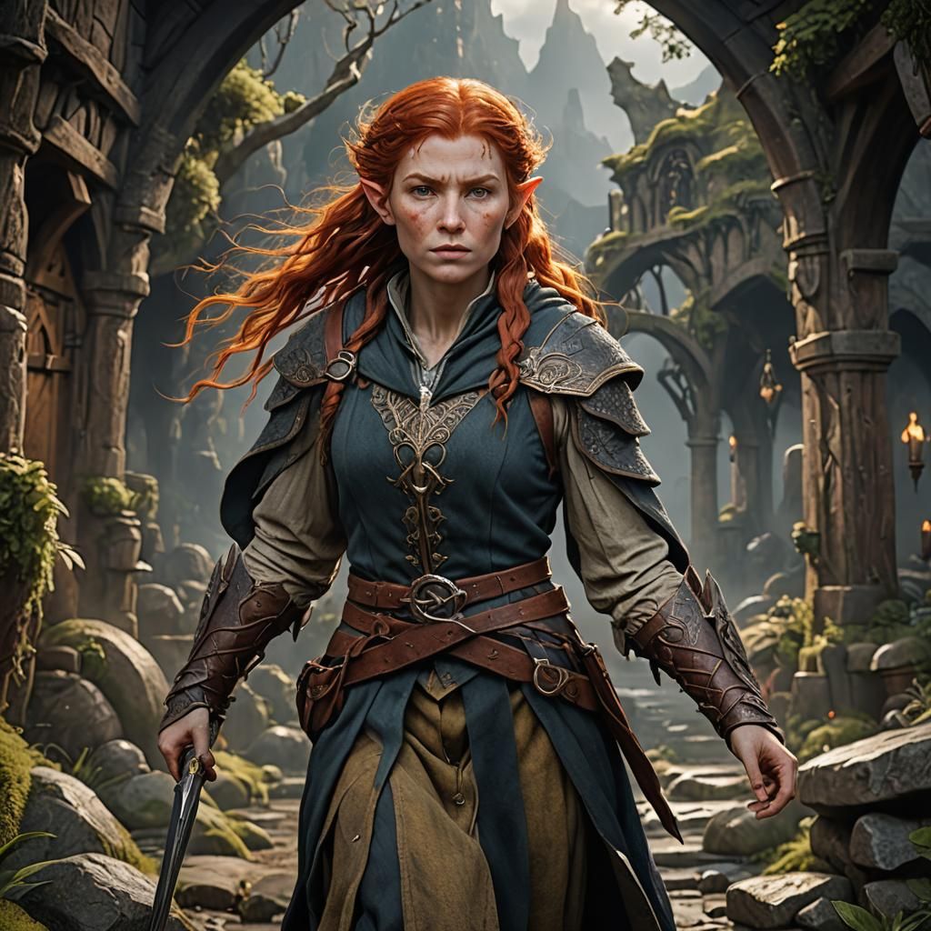 Dominant Redhead Hobbit in Detailed Matte Painting