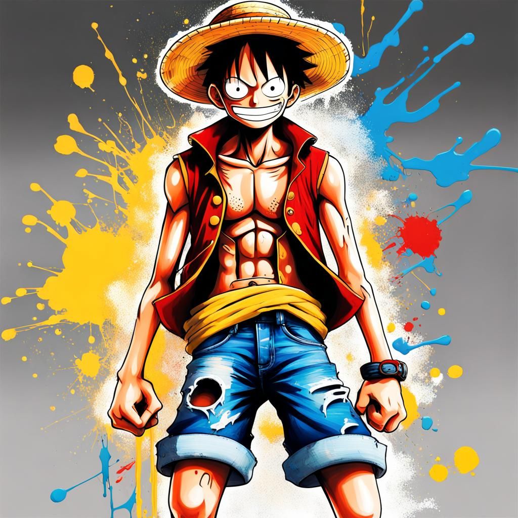Luffy in Graffiti Art Style