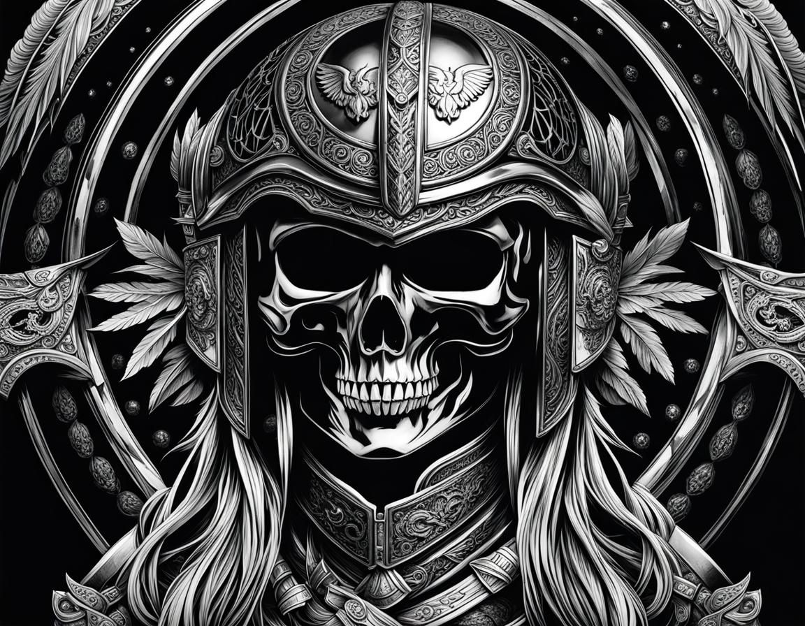 Monochrome Valkyrie Viking Skull Bust