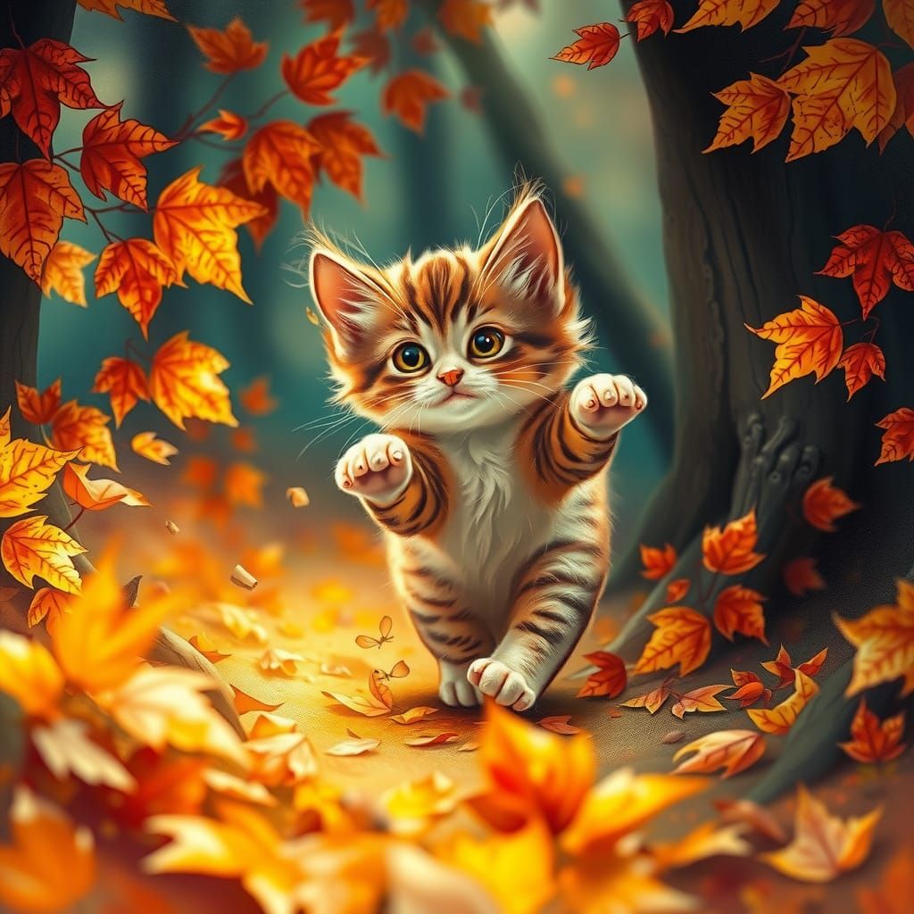 Kitten's Autumn Adventure: Fantasy Concept Art